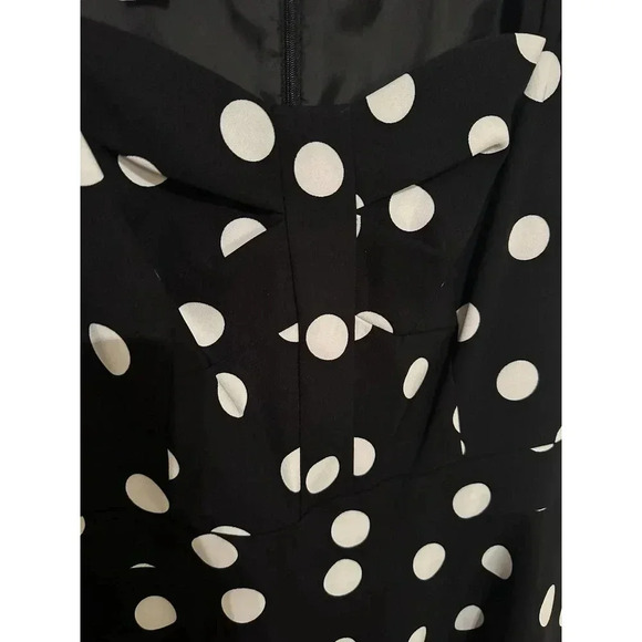Alyx Women’s Black & White Polka Dot Sleeveless Stretch Sheath Dress Size 16 - Picture 3 of 10